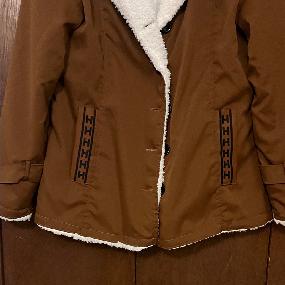 Fadcloset Women's Tan Teddy Jacket with Cream Accents - Picture 7 of 9